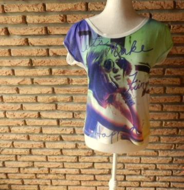 36- tee shirt femme t.40 violet vert - sport -