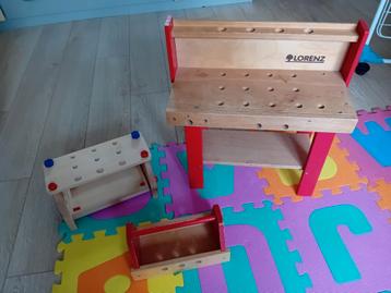 Houten werkbank voor kinderen + veel accessoires