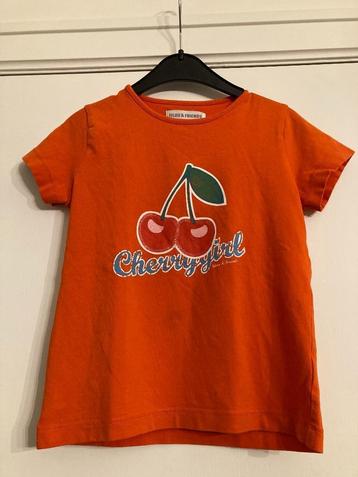 Oranje T-shirt cherrygirl - Filou & Friends - maat 128