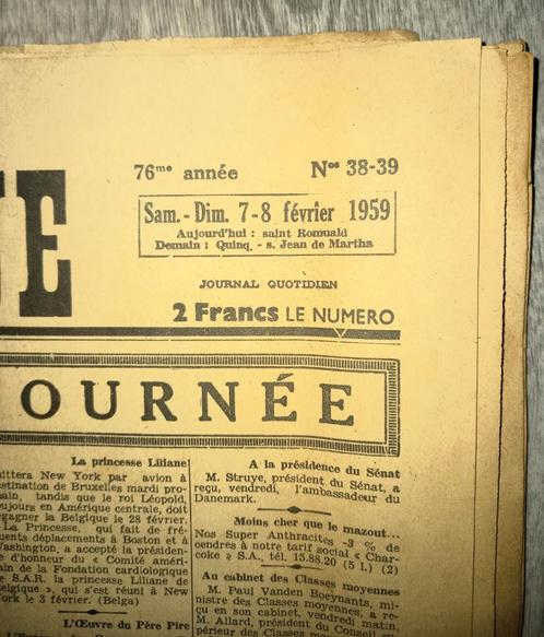 Oud dagblad 📰 "LA LIBRE BELGIQUE" 1959. Zie foto's. VINTAGE, Verzamelen, Tijdschriften, Kranten en Knipsels, Krant, 1940 tot 1960