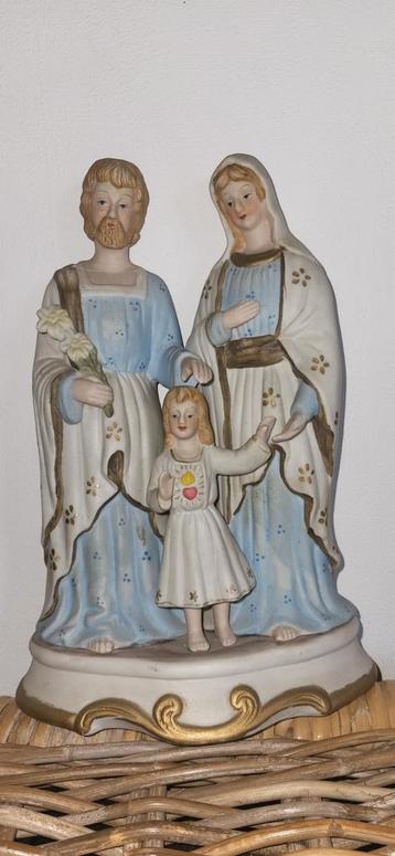 Beeld Heilige Familie Jozef Maria en Kind bisquit porselein