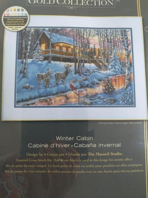 Borduurpakket Winter Cabin van Dimensions Gold, Hobby & Loisirs créatifs, Broderie & Machines à broder, Neuf, Set à broder, Envoi