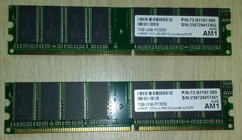 Apacer 2 x 1 GB DDR-RAM 184-pin PC-3200U, Computers en Software, RAM geheugen, Zo goed als nieuw, Desktop, 2 GB, DDR, Ophalen of Verzenden