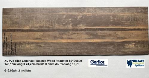 Pvc click Toasted Wood 5mm dik 0,70 €15,95m2 Horeca gebruik, Huis en Inrichting, Stoffering | Vloerbedekking, Nieuw, Laminaat