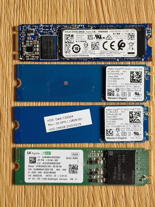 SSD WD, SK Hynix, Toshiba 256Go NVMe m.2 2280 3.0 x4, Informatique & Logiciels, Disques durs, Comme neuf, Laptop, Interne, Enlèvement ou Envoi