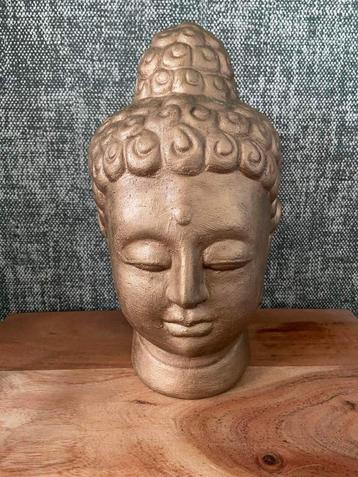 Beeld Boeddha hoofd goudkleurig 