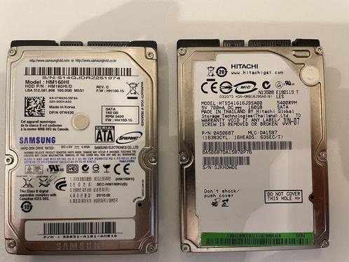 2x HDD 160GB 2,5", Informatique & Logiciels, Disques durs, Utilisé, Laptop, Interne, SATA, Enlèvement ou Envoi