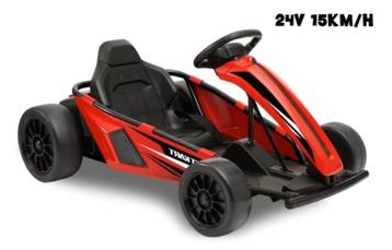 Drift Kart Fast track rood 24V , 2x12V9ah accu 15Km/h, 