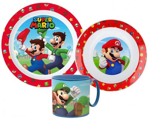 Super Mario Kinderservies met Mok - Magnetron, Kinderen en Baby's, Overige Kinderen en Baby's, Nieuw, Ophalen of Verzenden
