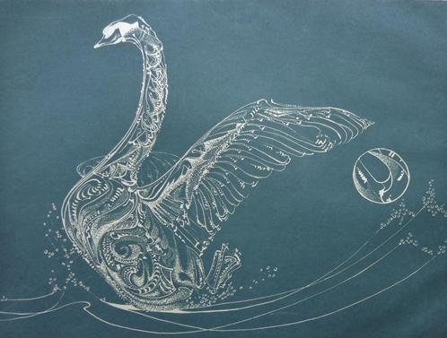 FARNCIS HEBBELINCK / CYGNE / KLEURETS / 50x64cm / SIG, Antiek en Kunst, Kunst | Litho's en Zeefdrukken, Ophalen of Verzenden