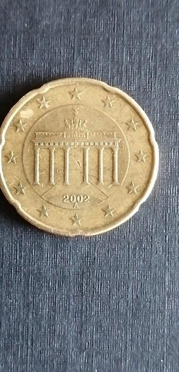 zeldzame Duitse 20 eurocentmunt 2002 "A" 