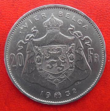1932 Vier Belga NL 20 frank Albert 1er Pos B Port 3,5 euros