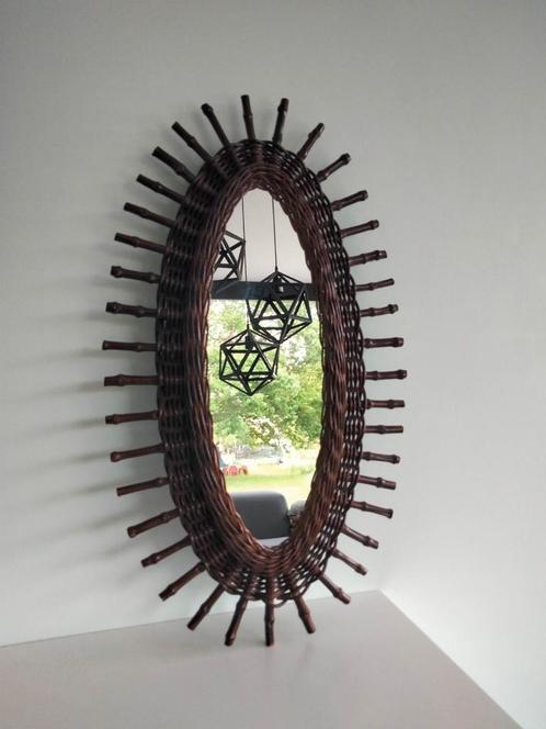 1970s vintage Boho bamboe spiegel, Maison & Meubles, Accessoires pour la Maison | Miroirs, Utilisé, Enlèvement ou Envoi
