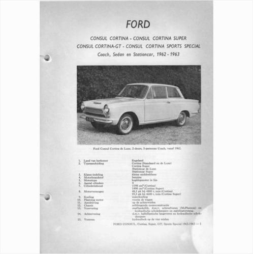 Ford Consul Cortina Vraagbaak losbladig 1962-1963 #3 Nederla, Boeken, Auto's | Boeken, Gelezen, Ford, Ophalen of Verzenden