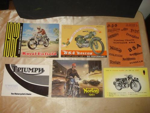Lot de 6 Anciennes Brochures & Dépliants Motos Anglaises, Motos, Modes d'emploi & Notices d'utilisation, Triumph, Enlèvement ou Envoi