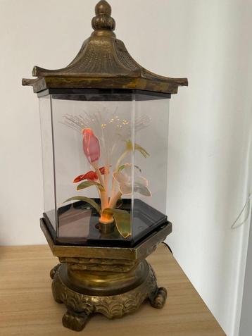 lampe pagode vintage asiatique avec fleurs rotatives en fibr