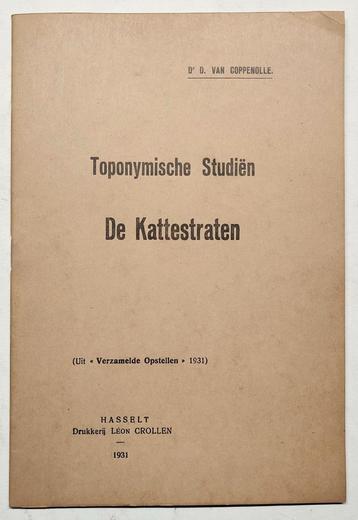 De Kattestraten, études toponymiques, 1931.