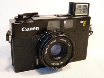 retro Canon A35 F, 2.8/40mm met flitser 1978,POINT AND SHOOT