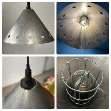  Hanglamp RVS kap dimbare ledlamp schutglas industrieel rare