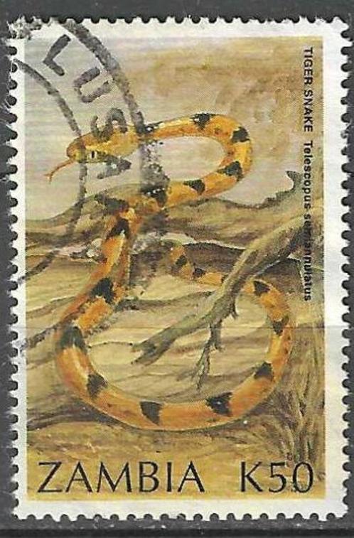 Zambia 1994 - Yvert 596 - Slangen - Tijgerslang (ST), Timbres & Monnaies, Timbres | Afrique, Affranchi, Zambie, Envoi