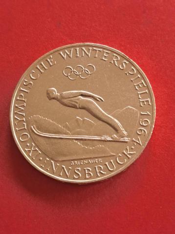 1964 Autriche 50 Schillings Jeux Olympics argent