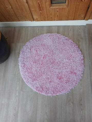 Tapis rond Shaggy Pile 80 cm rose