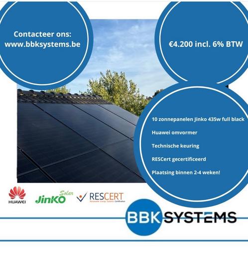 10x Jinko 435Wp met Hybride Huawei omvormer installatie!, Bricolage & Construction, Panneaux solaires & Accessoires, Enlèvement ou Envoi