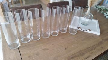 Lot 7 vases cylindriques verre H30 cm déco table mariage 