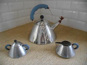Alessi (3 pièces): Bouilloire (thé/café) +sucrier/pot à lait