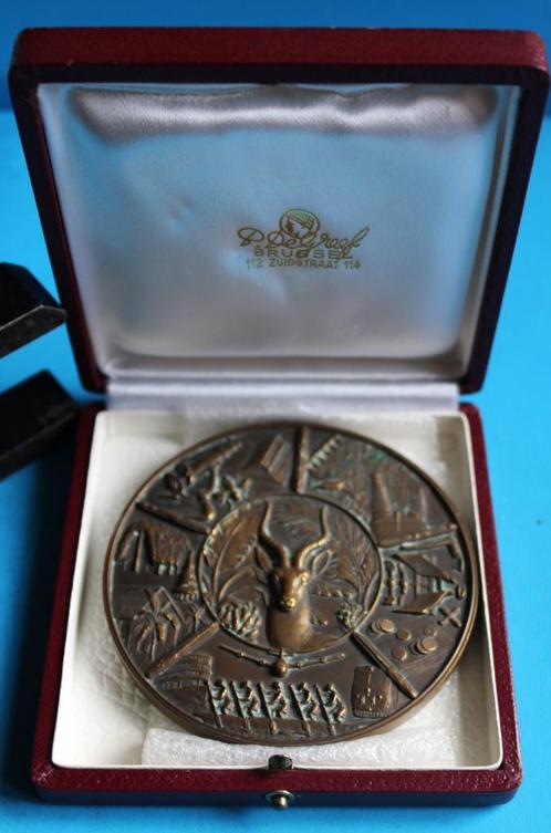 Bronzen plak ~Congo Belge et Ruanda Urundi 1958~Diameter:9cm, Antiquités & Art, Antiquités | Bronze & Cuivre, Bronze, Enlèvement ou Envoi