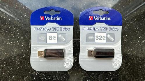 Verbatim PinStripe clé USB 8 et 32GB, TV, Hi-fi & Vidéo, Photo | Cartes mémoire, Neuf, Memory stick, 32 GB, Autres