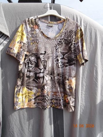 T'shirt Canda dierenprint met glittersteentjes Maat: Medium