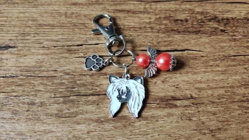 Sleutelhanger Chinese gekuifde naakthond emaille lucky angel, Animaux & Accessoires, Accessoires pour chiens, Neuf, Envoi