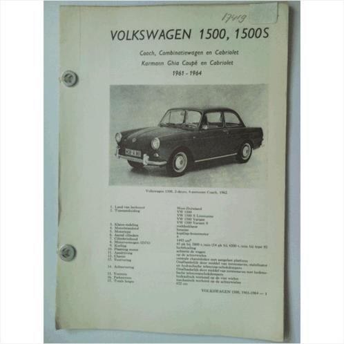 Volkswagen 1500 1500S Vraagbaak losbladig 1961-1964 #2 Neder, Livres, Autos | Livres, Utilisé, Volkswagen, Enlèvement ou Envoi