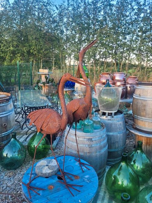 Metalen roestkleur Reigers koppel voor ad vijverrand! KNAP, Tuin en Terras, Vijvers, Zo goed als nieuw, Ophalen of Verzenden