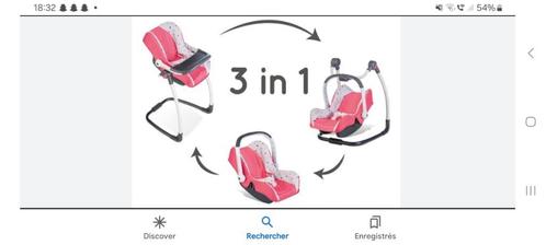 Maxi-cosy poupée 3 en 1:chaise haute, balancelle, siège auto, Enfants & Bébés, Jouets | Poupées, Comme neuf, Autres types, Enlèvement