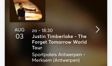 2 tickets voor Justin Timberlake - Antwerpen - Zat 3/08