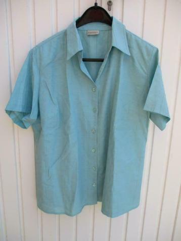 Blauw Turquoise hemd / blouse maat 48 - 50