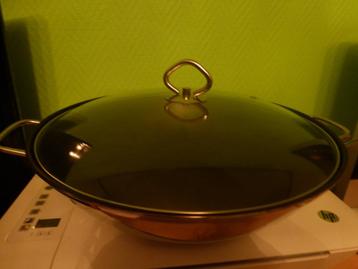 WOK Gräwe NEUF avec revêtement, couvercle en verre et grille