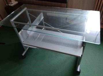 computertafel (metaal - glas) 120x60cm