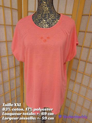 T-shirt rose / blanc Taille XXL