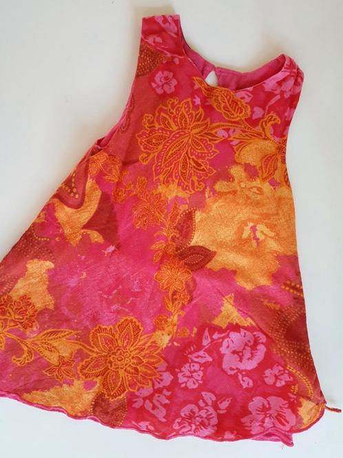 KENZO Jungle - Robe framboise + fleurs orange - T.18 mois, Kinderen en Baby's, Babykleding | Maat 80, Gebruikt, Meisje, Jurkje of Rokje