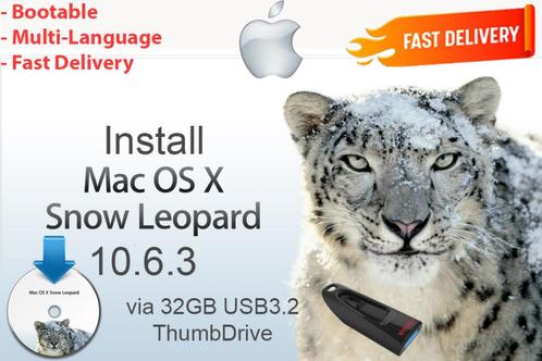 Installez Mac OS X Snow Leopard 10.6.3, OSX USB sans DVD, Informatique & Logiciels, Systèmes d'exploitation, Neuf, MacOS, Envoi