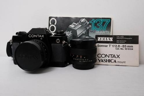 Contax 137MD Quartz (T* Planar 50mm 1.7 en Sonnar 85mm 2.8), TV, Hi-fi & Vidéo, Appareils photo analogiques, Utilisé, Enlèvement ou Envoi