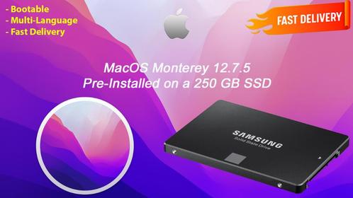 MacOS Monterey 12.7.5 VoorGeïnstalleerde SSD 250 GB OS X OSX, Computers en Software, Besturingssoftware, Nieuw, MacOS, Verzenden