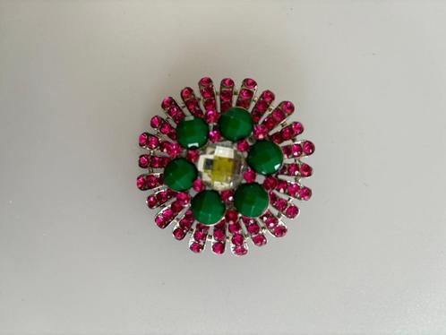 Vintage Kitsch Broche, Handtassen en Accessoires, Broches, Zo goed als nieuw, Overige materialen, Paars, 4 tot 7 cm, Met kristal