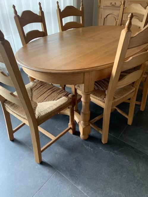 vol eiken eetkamer tafel met 6 stoelen, Maison & Meubles, Salles à manger complètes, Comme neuf, 6 à 8 chaises, Enlèvement