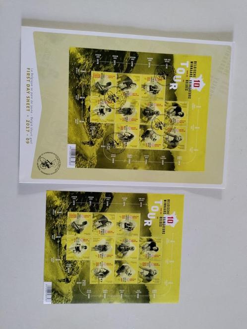 2 feuilles de timbres des gagnants du Belgian Tour, Timbres & Monnaies, Timbres | Europe | Belgique, Non oblitéré, Autre, Sport