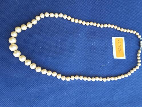 collier perles blanc nacre 48 cm perles de 0,5 à 10 mm C485, Bijoux, Sacs & Beauté, Colliers, Neuf, Synthétique, Blanc, Enlèvement ou Envoi