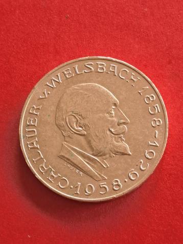 1958 Autriche 25 schillings en argent Auer von Welsbach